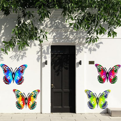 Metal Butterfly Wall Decor, Colorful Outdoor & Indoor Humming Butterflies yard wall art Decoration. Ideal for Patio, Fence, Garden, Living Room & Balcony Decor- Hanging Ornaments to Elevate Your Space