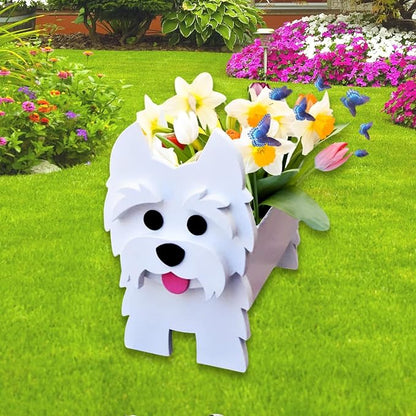 West Highland Dog Planter Pots, 9.45 x 8.38 x 11.85 Inches | Dog Flower Pot, Cute Animal Shaped Plant Pot, Gifts for Women & Pet Lovers, Indoor Outdoor Garden Home Office Decor