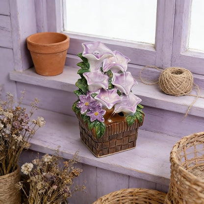 Tabletop Water Fountain Purple Water Fountains Indoor Morning Glory Themed Lavender Desk Fountain with Light for Home Heavenly Blue Zen Water Fountain for Room Relaxation Meditation(Lavender)