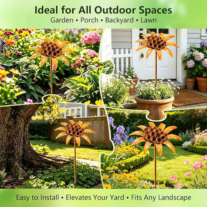 Metal Plant Garden Stake, 30 Inch Large Plant Sculpture, Durable Yard Art Decor for Outdoor Patios Lawn Planters Flower Beds Unique Quirky Garden Gift