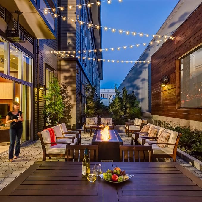 Mlambert 50Ft Outdoor String Lights, G40 Globe Patio Lights with 25+2 Waterproof Shatterproof LED Bulbs for Balcony Porch Bistro Deck-White Wire