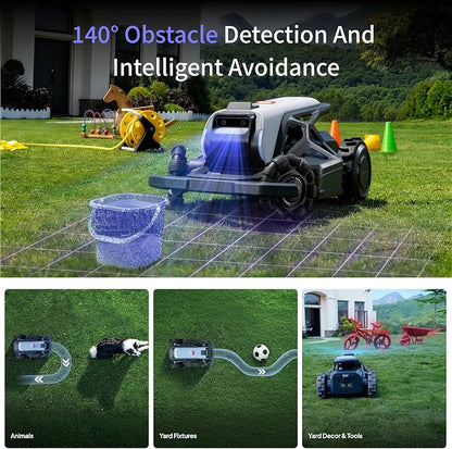 TRON SE Robotic Lawn Mower for Up to 3/8 Acre,No Perimeter Wire | FlowCut Mulching Wire-Free w/ 140° AI Vision With nRTK V-SLAM,Auto Mapping,AI Obstacle Avoidance, Smart App Control,65% Slope