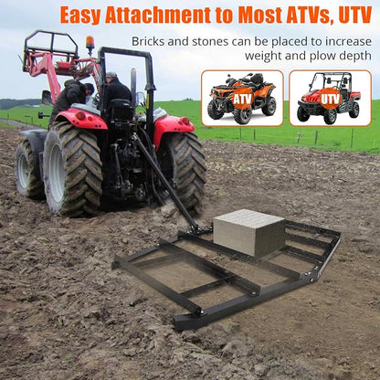 Driveway Drag 84" Width Steel Drag Harrow with Adjustable Bars, Support Up to 50 Lbs, Heavy Duty Yard Leveling Tools Pin Style Tow Behind Land Leveler for Tractors, Atvs, Utvs