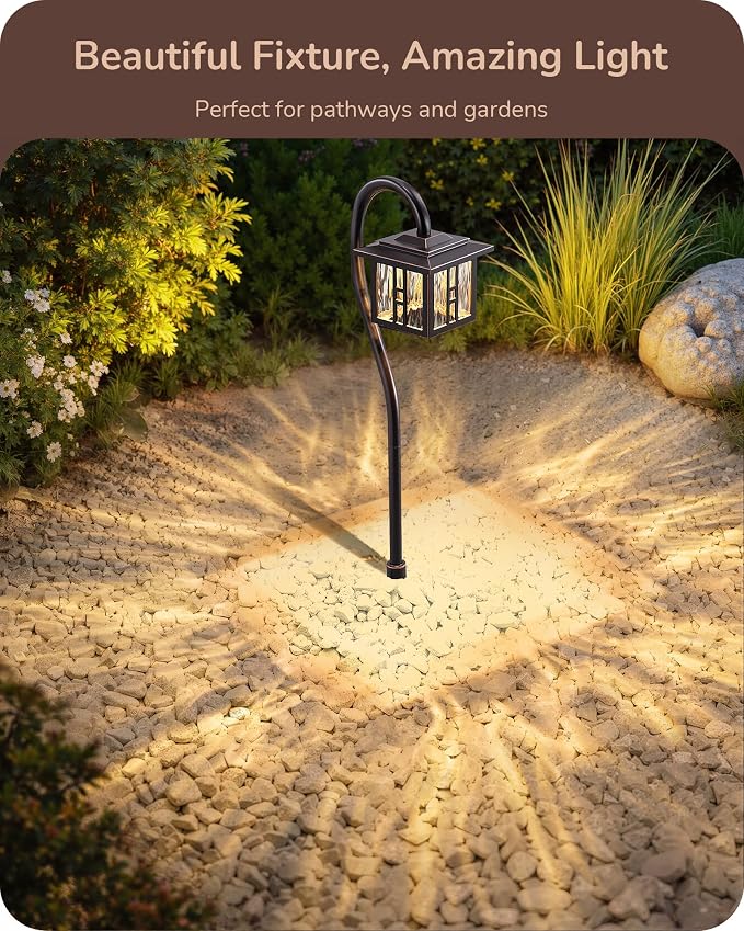 EDISHINE Low Voltage Landscape Lighting, 3W 185LM Oil-Rubbed Bronze Outdoor Landscape Path Lights for Garden Driveway, Die-Cast Aluminum, 50,000H Integrated LED, 4-Pack