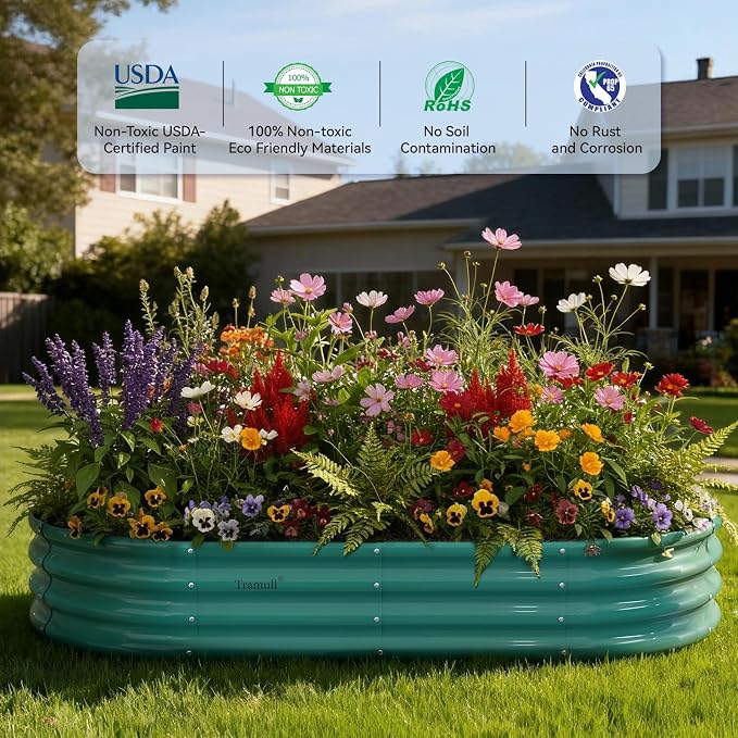 Raised Garden Bed, 12" Tall Galvanized Metal Raised Beds for Gardening | 2 Pack 6x3x1ft,Rust Resistant Elevated Garden Bed, Planters Box Kit for Outdoor Plants Vegetables Flowers Herbs Tomatoes