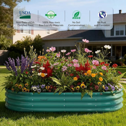 Raised Garden Bed, 12" Tall Galvanized Metal Raised Beds for Gardening | 2 Pack 6x3x1ft,Rust Resistant Elevated Garden Bed, Planters Box Kit for Outdoor Plants Vegetables Flowers Herbs Tomatoes