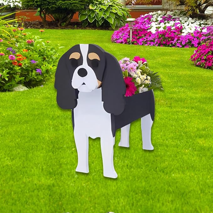 Cavalier King Charles Spaniel Dog Planter Plant Pots,Cute Large Dog Flower Planter,Gifts for Pet Lovers,Unique Animal Plant Pots,Office,Indoor Outdoor Garden Decor(9.84 * 10.24 * 16in)