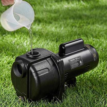 VEVOR 2 HP Shallow Well Jet Pump, 230 Volt, 5200 GPH Cast Iron Well Jet Pump, with 112 ft Max Head Lift, Check Valve, Thermal Protection, Automatic On/Off, for Garden Irrigation Lawn Sprinkler System