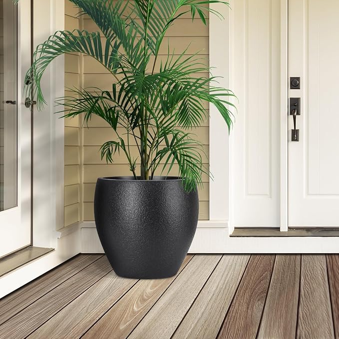 YNNICO Plant Pots 17.5/14.8/12.2 inch Set of 3, Flower Pots with Drainage Holes, Large Planters for Indoor Outdoor Garden Plants and Flowers. (Black)