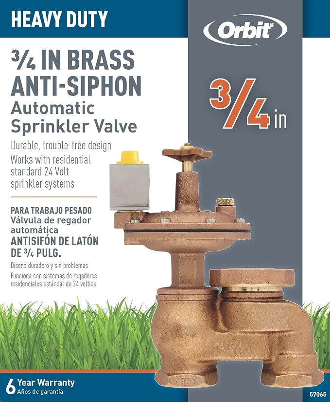 Orbit 57065 3/4-Inch FPT Brass Automatic Anti-Siphon Valve with Flow Control (Pack of 5)