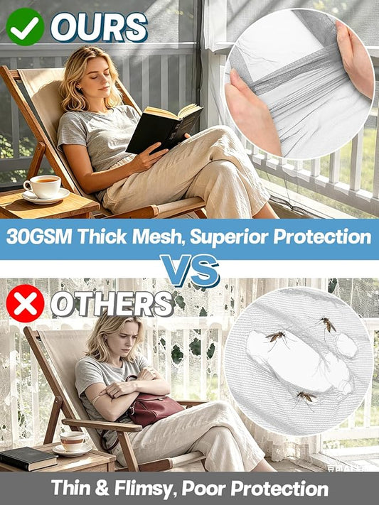 ANPHSIN 33x10Ft Ultra fine Mosquito Net for Patio - Mesh Netting Screen for Outdoor Garden Porch Balcony, Protects Skin & Plants from Bugs, Birds, Gray