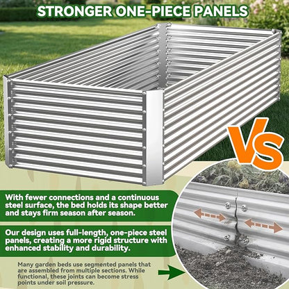 3 Pack Tall Corrugated Galvanized Steel Raised Garden Bed Outdoor, Metal Above Ground Garden Bed for Vegetables and Flowers, Rectangle Raised Beds for Gardening-4x2FT