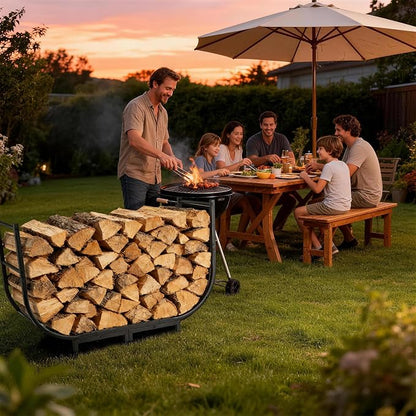 facka 40 Inch Firewood Rack Outdoor, Metal Wood Rack | Iron Fire Log Stacker Holder for Fireplace, Patio, Porch, Yard, Garden, Indoor Outdoor Wood Storage