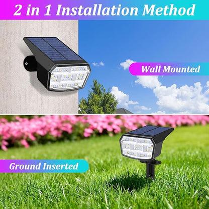 Sucolite 6-Pack Solar Spot Lights Outdoor Waterproof IP65, 9 Lighting Modes 2-in-1 Solar Landscape Spotlights for Yard, 59 LED Solar Powered Wall Lights for Garden Pathway Driveway Walkway, Multicolor