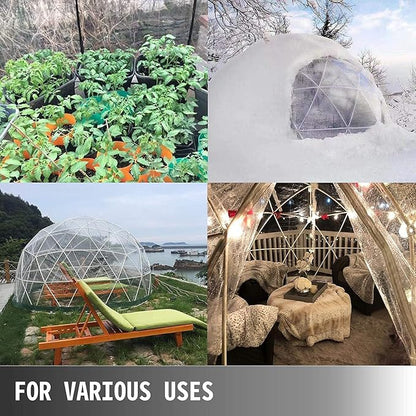 CZGBRO 12FT Garden Dome House, Outdoor Clear Dome Tent Shelter Geodesic Dome 5-7 Person for Backyard Patios, Canopy Gazebos Screen House Room Lean to Greenhouse