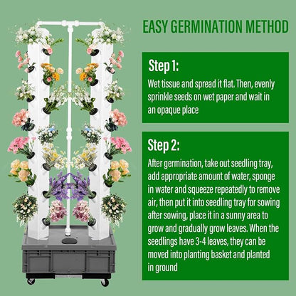 Hydroponic Tower, 14-Layer Hydroponics Growing System Kit with 70 Slots, Vertical Garden System with 20L Water Tank and Pump for Indoor Outdoor Home, Balcony & Patio (56 Slots)