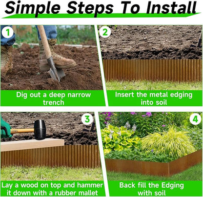 Corrugated Garden Edging,5.5"×60Ft Pre-Rusted Landscape Edging & Lawn Edging Border,Metal Garden Border for Flower Beds,Garden,Lawn,Raised Beds & Tree Surrounds