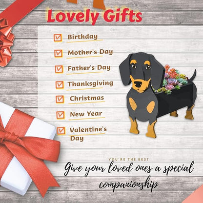 Black and Tan Dachshund Dog Planter Plant Pots,Cute Large Dog Flower Planter,Gifts for Pet Lovers,Unique Animal Plant Pots,Office,Indoor Outdoor Garden Decor(9.84 * 9.13 * 17in)
