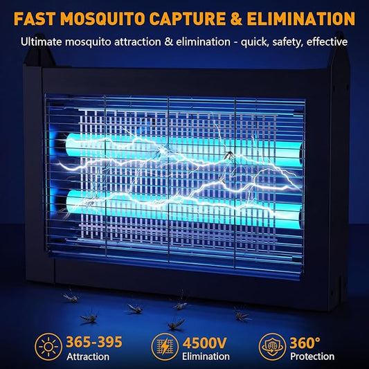 Solar Bug Zapper Outdoor, 4500V Solar Mosquito Zapper with Dual Solar Panels, 1/2 Acre Coverage Cordless Rechargeable Electric Fly Zapper, IPX5 Waterproof Mosquito Traps for Backyard, Patio, Camping