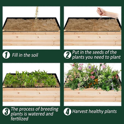1PCS Raised Garden Bed Liner Fabric Raised Garden Bed Breathable Drainage Rectangle Grow Bags with Handles Fabric Garden Bed for Outdoor Garden Bed Holds Soil - 4ft x 2ft x 1ft