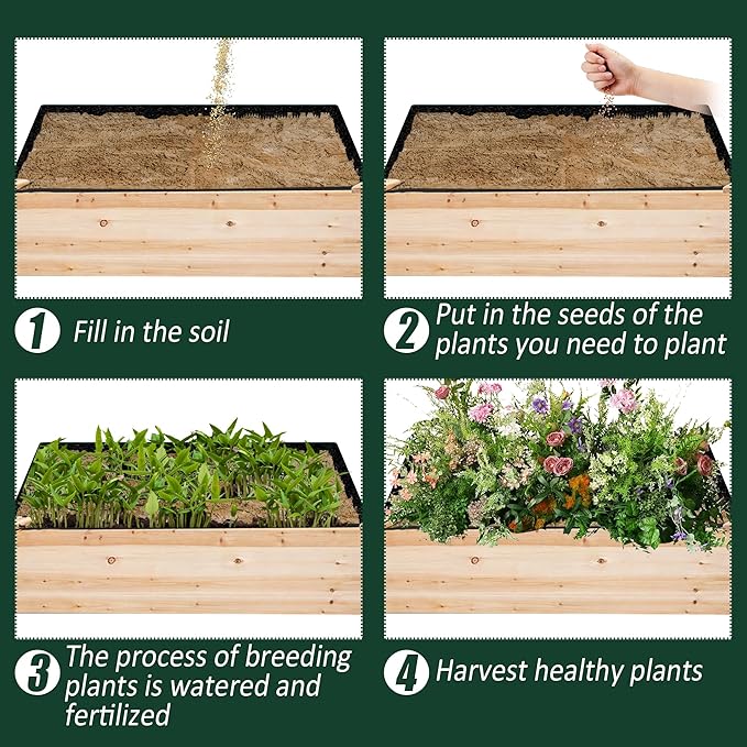2PCS Raised Garden Bed Liner Fabric Raised Garden Bed Breathable Drainage Rectangle Grow Bags with Handles Fabric Garden Bed for Outdoor Garden Bed Holds Soil - 4ft x 2ft x 1ft