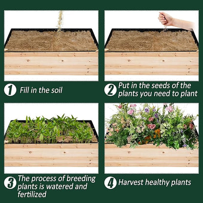 1PCS Raised Garden Bed Liner Fabric Raised Garden Bed Breathable Drainage Rectangle Grow Bags with Handles Fabric Garden Bed for Outdoor Garden Bed Holds Soil - 8ft x 2ft x 1ft