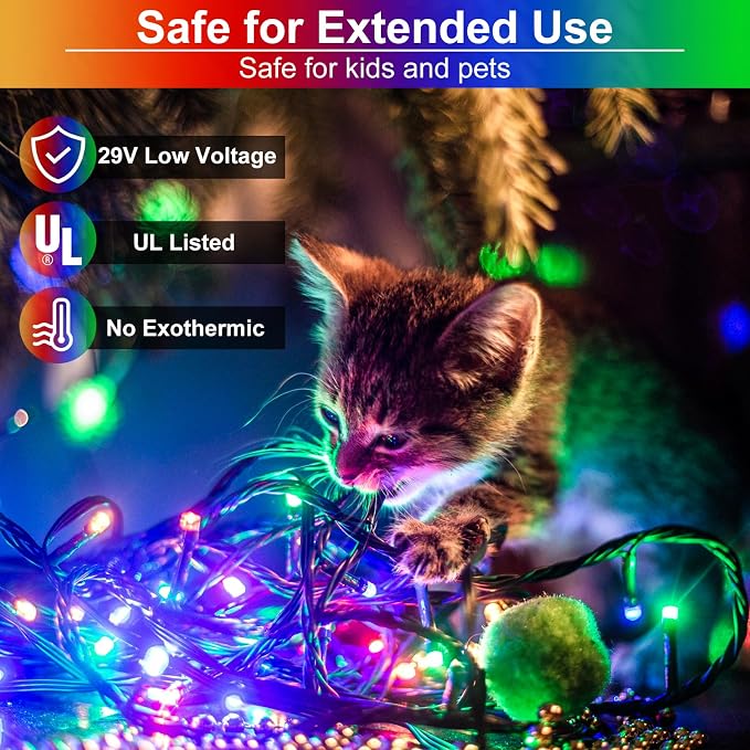 2 Pack Christmas Lights Outdoor, Total 200FT 600LED Christmas Tree Lights Waterproof with 8 Modes, Connectable String Lights for Outside Indoor Patio Garden Party Holiday Decorations, Multicolor