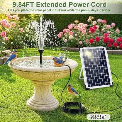 12W Solar Fountain Pump, Solar Powered Water Pump with 6 Nozzles & 3.28FT DIY Water Hose, Solar Water Fountain for Outdoor Garden Bird Bath Pond Water Feature
