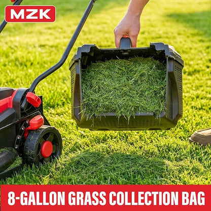 MZK 20V 13" Electric Lawn Mower, Brushless Cordless Lawn Mower with 4-Position Height Adjustment, Walk-Behind Push Mowers with 8 Gallon Grass Bag, 2 x 4.0Ah Batteries & Charger Included, LM13B4