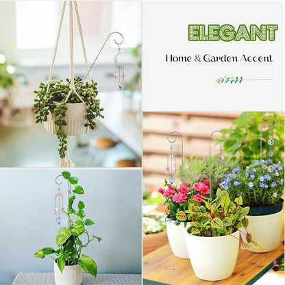 4 Pack Crystal Sun Catchers with 13.5'' Small Trellis for Potted Plants | Sliver,Indoor Plant Accessories,Fairy Garden Stakes Suncatcher Decoration for Home Window,Gift For Plant Lovers and Gardeners