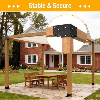 3-Way Pergola Brackets, 4"x4" Pergola Kit, Pergola Corner Bracket for Gazebos, Patio Pergolas, Log Cabin, Wooden Beams (4PCS)