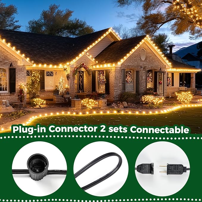 Minetom C9 Christmas String Lights, 50FT Vintage Christmas Tree Lights | Waterproof Outdoor String Lights with 50 Clear Bulbs for Backyard Patio Garden Holiday Wedding Christmas Decor, Black Wire