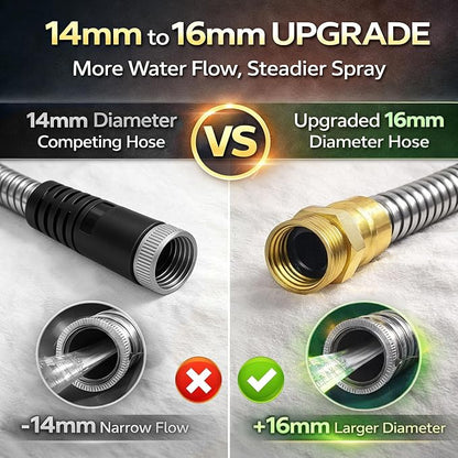 Metal Garden Hose 50 ft – 304 Stainless Steel Water Hose with Nozzle Sprayer, Garden Hoses Flexible, Lightweight, No Kink, Heavy Duty for Outdoor (50 ft)