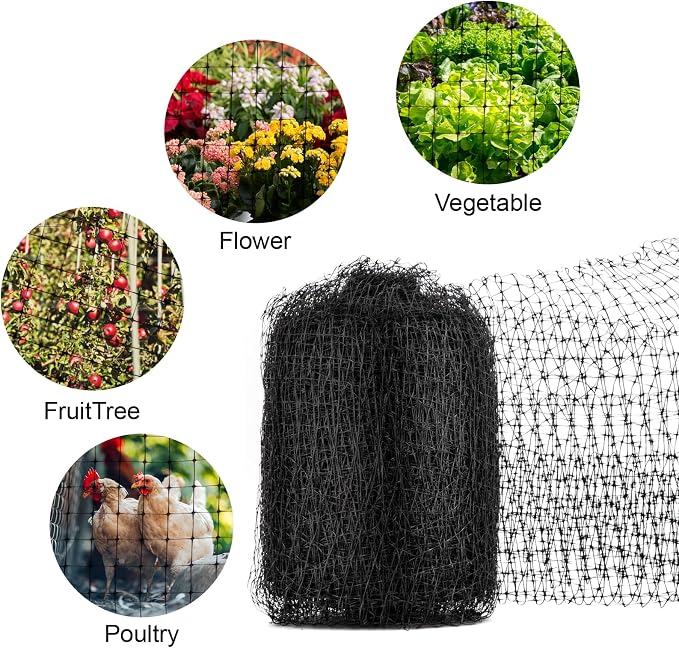 NONMON Bird Netting Deer Fence Netting 5 x 100FT Heavy Duty Garden Netting | for Chicken Coop, Protect Fruit Trees, Plants and Vegetables Against Birds, Deer, Squirrels and Other Animals