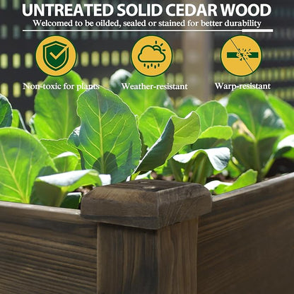 BlueWish 72''L x 23''W x 30''H Outdoor Cedar Garden Bed, 2x6 FT Raised Garden Bed with 8 Drainage Holes & 6 Legs, Elevated Planter Boxes for Gardening, Vegetable, Flower, 661lbs Capacity, Rustic