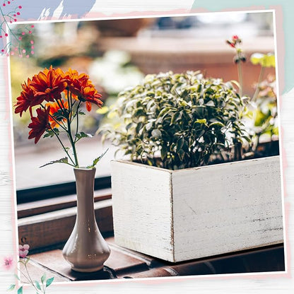 Dandat 2 Set Wood Boxes for Centerpieces 16x4 Inch Rectangle Wooden Planter Box Rustic Wooden Planters with Removable Plastic Liner Floral Foam Blocks for Christmas Wedding Home Garden Decor(White)