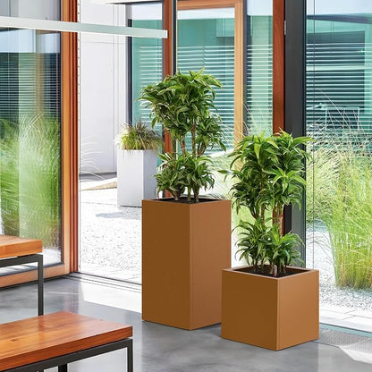 Corten Steel Planter Box 21"x20"x20", Square Metal Planter Box Indoor&Outdoor, Steel Planter Heavy Duty for Commercial and Residential Use