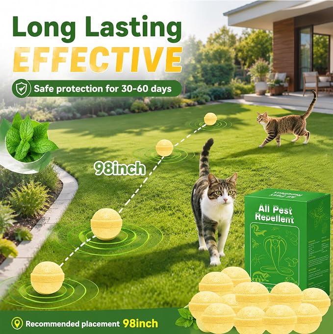 Cat and Dog Deterrent Outdoor, 36 Pcs Cat Repellent Outdoor, Natural Peppermint Oil Cat Deterrent Outdoor & Indoor, Keep Cats Out of Yard Permanently, Keep Cats Off Lawn, Garden, Furniture, Flower