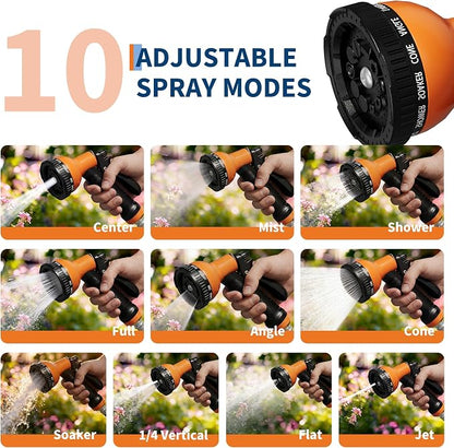 Garvee Retractable Garden Hose Reel, 1/2 Inch x 100 ft Wall Mounted Heavy Duty Garden Hose Reel with 10 Patterns Nozzle, Any Length Lock, Upgraded Slow Return System and 180°Swivel Bracket
