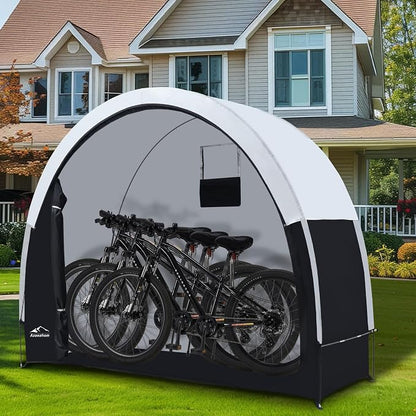 Bike Storage Shed Tent with Rain Fly, Enhanced Waterproof & Sun Protection Outdoor Storage for Bicycle, Motorcycle, Easy Setup Portable Shelter for Garden Tools, Lawn Mower (Large)