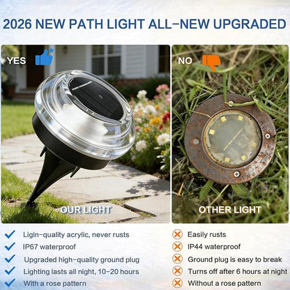 Solar Driveway Lights 12 Pack, Solar Deck Lights Outdoor IP67 Waterproof, 3000K Warm White Solar Ground Lights Landscape Path Lighting for Step Sidewalk Stair Garden Ground Pathway Yard