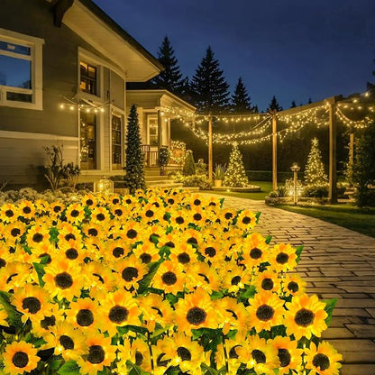 6-Pack Solar Sunflower Garden Lights Outdoor 18 LED Flowers - Waterproof Long-Lasting Solar Patio Lights, Outdoor Decor for Lawn, Yard