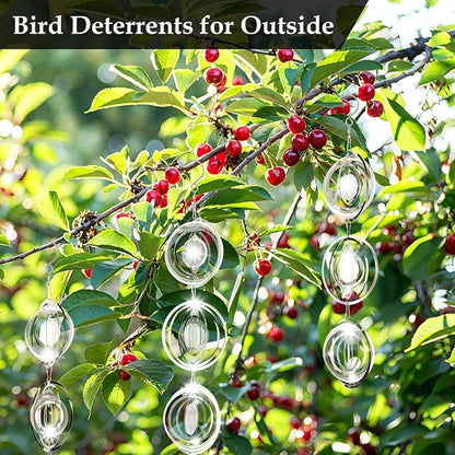 Bird Deterrents for Outside, 9PCS 3D Wind Spinners Outdoor Garden Decor, Bird Reflectors to Keep Birds, Woodpeckers, Pigeons Away from House, Outdoor Garden, Patio and Yard (9pcs-Round)