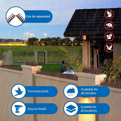 CIIC Bird Spikes, 40 Pack Pigeon Squirrel Raccoon Cat Deterrent Spike Outside Anti Birds Defender Outdoor to Keep Robin Away Roof Fence Window Nest 37.6 Feet(11.4m), Brown