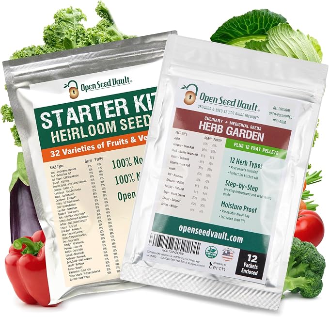 Vegetable, Fruit & Herb Seeds | 44 Individual Packs | 2026 Season | Non-GMO, High Yield - 15,000+ Seeds | Tomato, Cucumber, Corn, Basil and More | for Indoor & Outdoor Garden Planting
