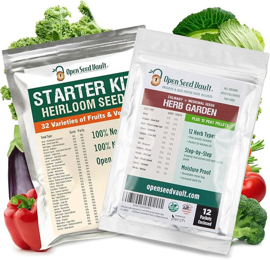 Vegetable, Fruit & Herb Seeds | 44 Individual Packs | 2026 Season | Non-GMO, High Yield - 15,000+ Seeds | Tomato, Cucumber, Corn, Basil and More | for Indoor & Outdoor Garden Planting