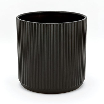 Amazon Basics Fluted Ceramic Planter Pot for Indoor Outdoor Plants, Round Flower Pot with Drainage Hole, 10-inch, Black
