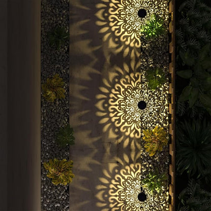 gardencave 6 Pack Solar Lights Outdoor Garden Decorative Mandala Solar Pathway Lights Waterproof Plastic Outside Solar Path Landscape Lights Gardening Gifts for Women Mom Backyard Walkway Yard Decor