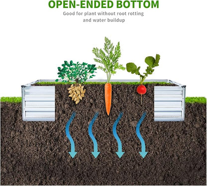 Galvanized Raised Garden Bed Kit - Metal Raised Planter 2pcs/Pack 6'x3'x1' for Flowers Plants, Vegetables Herb