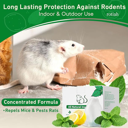 Pest Rodent Repellent, 24 Pack Peppermint Oil Repellent for Mouse Rats Spider Roach Ant Squirrel Pest Control Indoor & Outdoor, Natural Mice Deterrent Replace Trap Poisoning Family & Pet Safe Yellow